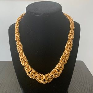 Bronzallure Italy 18 KT gold plated Byzantine graduated chain necklace